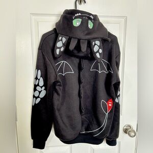 Dragon Hoodie Costume with Ears Cosplay, Black, Adult S, Like New